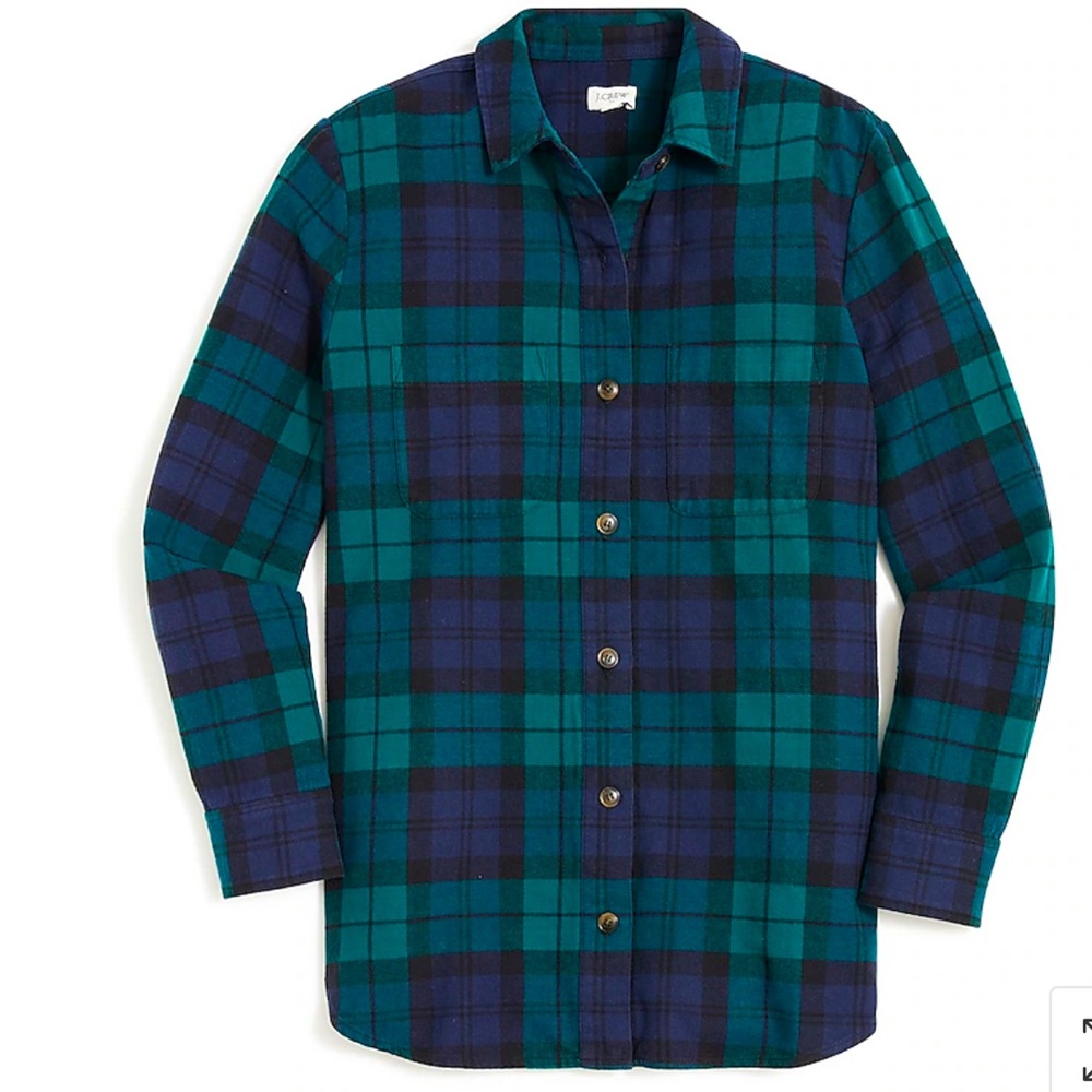 J. Crew Green Nightwatch Plaid Flannel Shirt Jacket Shacket Outdoor Christmas